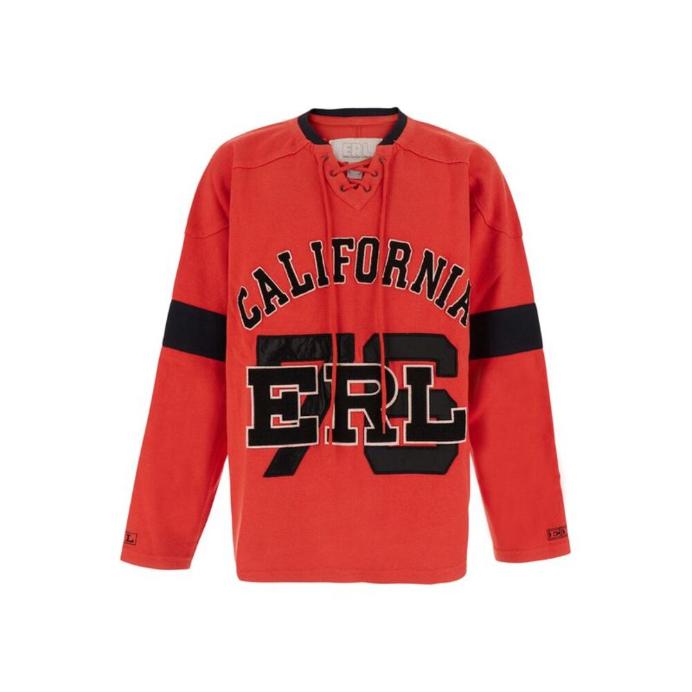 Erl Men Red Unisex Cotton Sweatshirt With Round Neck And Long Sleeves
